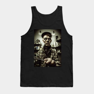 Zombie Barber Portrait Tank Top